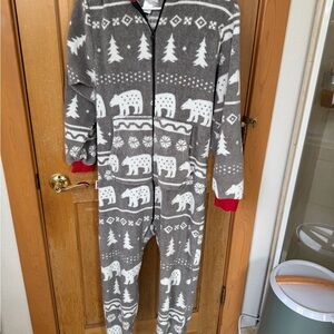 Gray and White LazyOne Polar Bear Onesie Pajamas XS